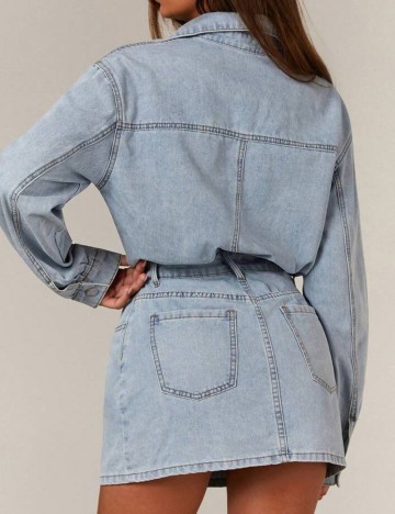 Rochie tip cămașă Shein, albastru