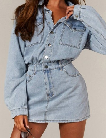 Rochie tip cămașă Shein, albastru