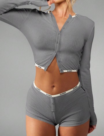 Pantaloni de pijama Shein, gri