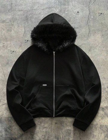 Hanorac Cu Fermoar Shein MANFINITY, negru