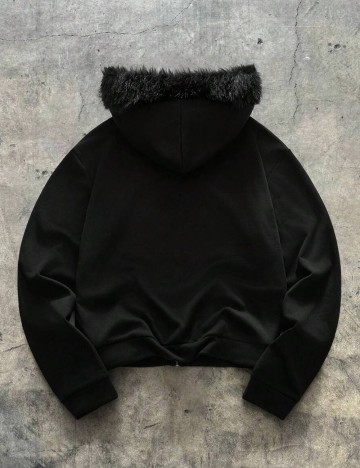 Hanorac Cu Fermoar Shein MANFINITY, negru