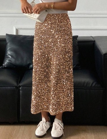 Fustă maxi Shein, auriu