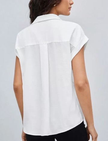Cămașă cu m&acirc;necă scurtă Shein, alb