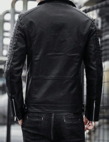 Geacă Imitație Piele Shein, negru