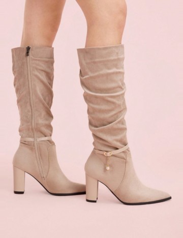 Cizme cu toc Shein CUCCOO, bej