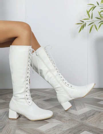 Cizme cu toc Shein, alb