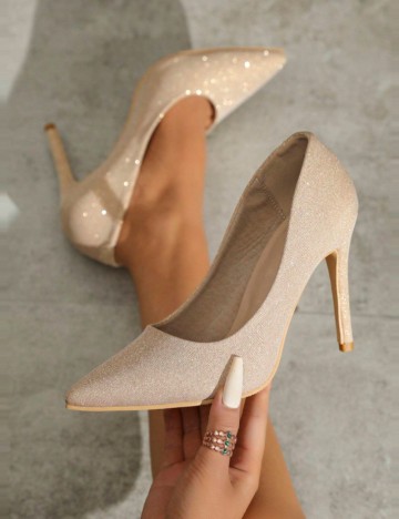 Pantofi cu toc Shein, auriu