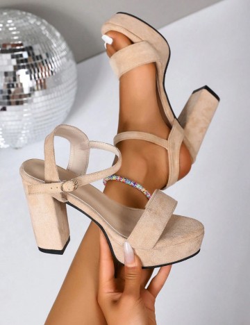 Sandale Cu Toc Shein, bej