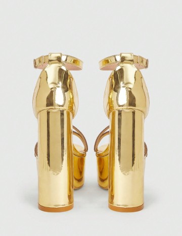 Sandale Cu Toc Shein, auriu