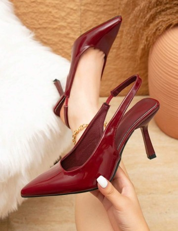 Saboți cu toc Shein, vișiniu