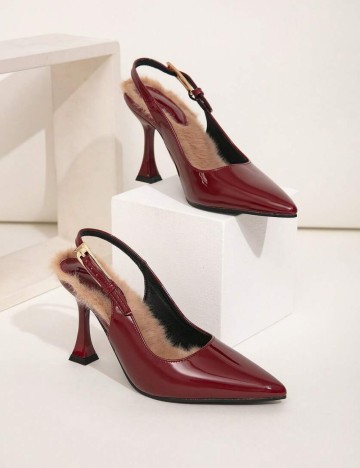 Saboți cu toc Shein, vișiniu