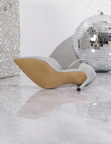 Pantofi cu toc Shein, argintiu
