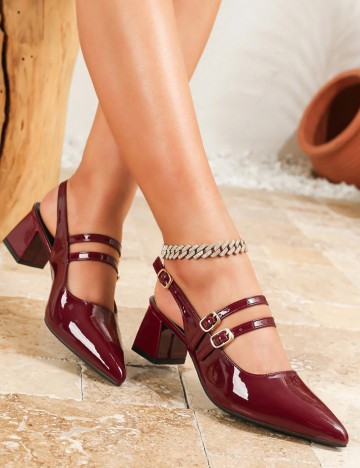 Pantofi cu toc Shein, vișiniu