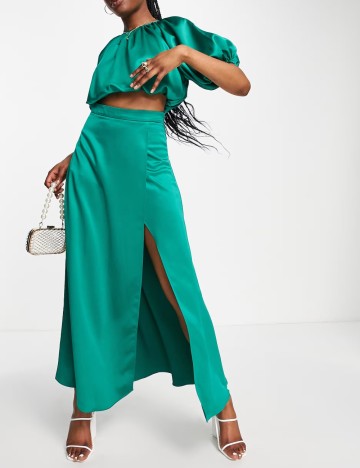 Fustă maxi Collective the Label Petite, verde