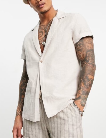 Cămașă cu m&acirc;necă scurtă ASOS, roz