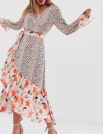 Rochie midi Dark Pink, mix culori