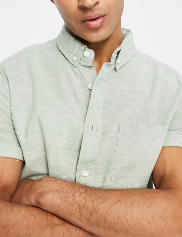 Cămașă cu m&acirc;necă scurtă ASOS, verde