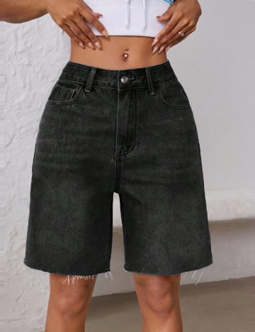 Pantaloni scurți de blugi Shein, gri