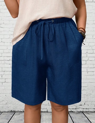 Pantaloni scurți Shein Curve+, albastru