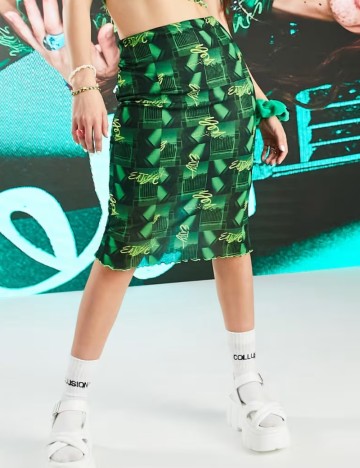 Fustă midi Collusion, mix culori