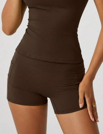 Colanți scurți Shein, maro