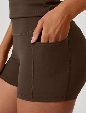 Colanți scurți Shein, maro