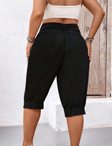 Pantaloni 3/4 Shein Curve+, negru