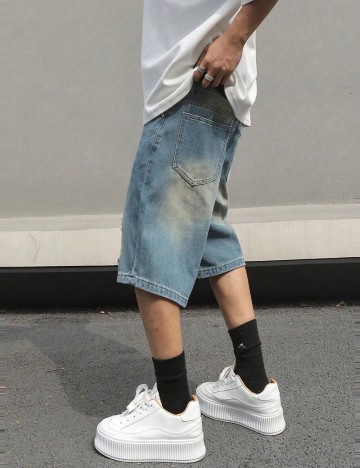 Pantaloni scurți de blugi Shein, albastru