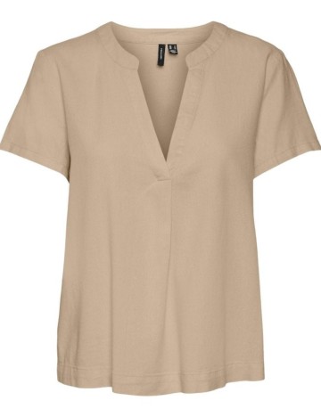 Cămașă cu m&acirc;necă scurtă Vero Moda, maro