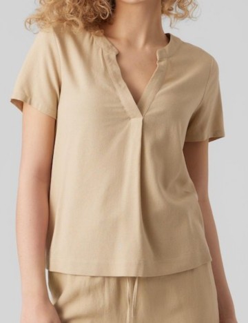 Cămașă cu m&acirc;necă scurtă Vero Moda, maro