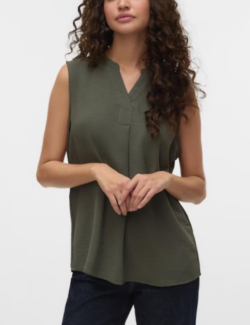 Cămașă cu m&acirc;necă scurtă Vero Moda, verde