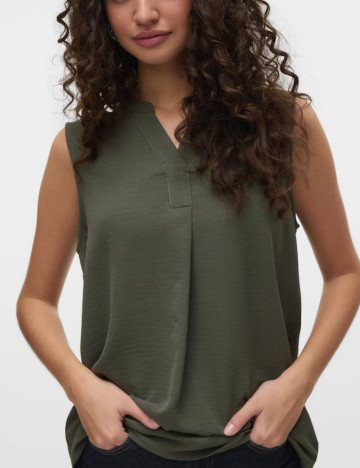 Cămașă cu m&acirc;necă scurtă Vero Moda, verde