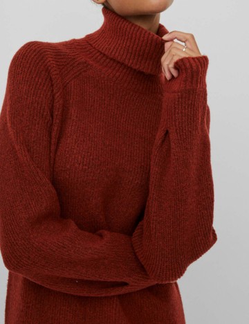 Rochie tricotată Vila, cărămiziu