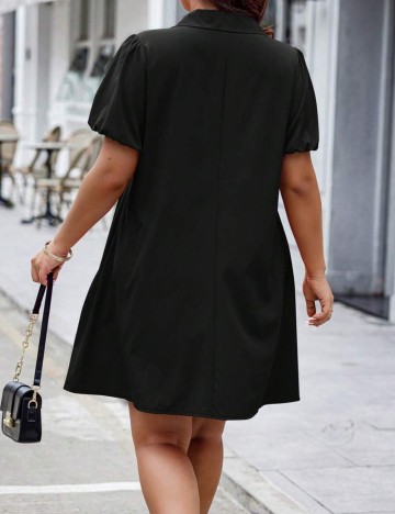 Rochie tip cămașă Shein Curve+, negru