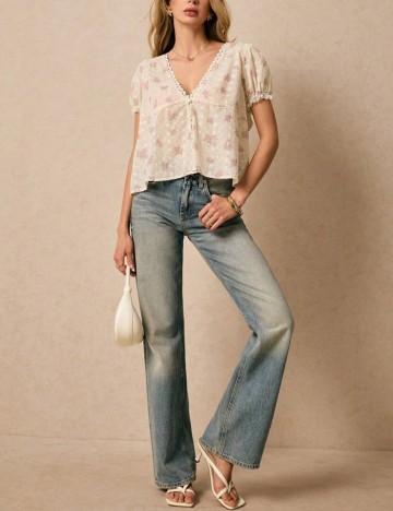 Cămașă cu m&acirc;necă scurtă Shein Po&eacute;selle, mix culori