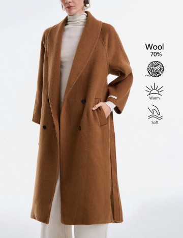 Palton De L&acirc;nă Shein, maro