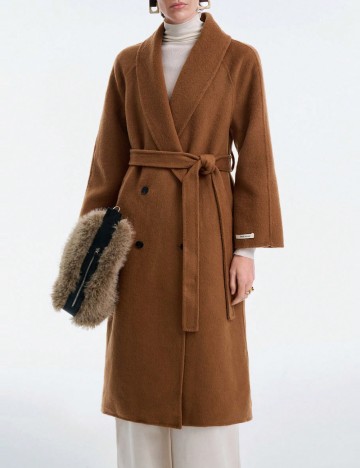 Palton De L&acirc;nă Shein, maro
