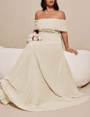 Rochie maxi Shein Curve+, crem