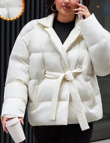 Geacă Shein Curve+, alb