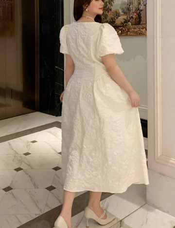 Rochie maxi Shein Curve+, crem