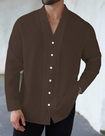 Cămașă Shein MANFINITY, maro