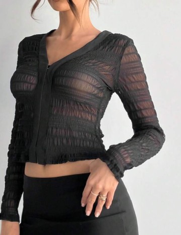 Bluză cu nasturi Shein, negru