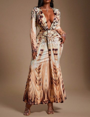 Rochie maxi Shein Curve+, mix culori