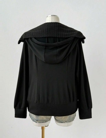 Hanorac Cu Fermoar Shein Curve+, negru