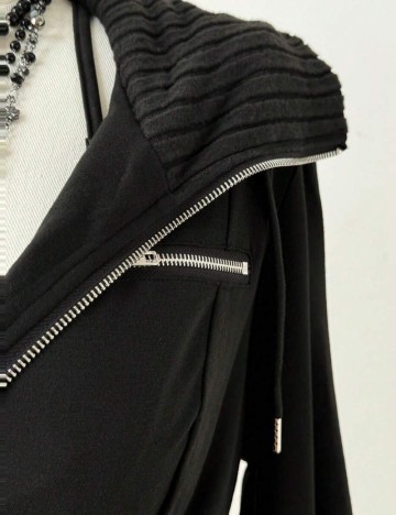 Hanorac Cu Fermoar Shein Curve+, negru