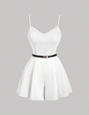 Salopetă scurtă Shein Curve+, alb