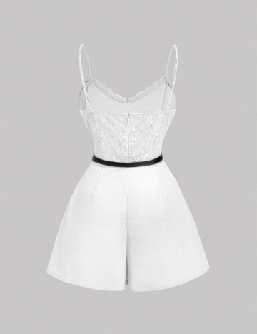 Salopetă scurtă Shein Curve+, alb