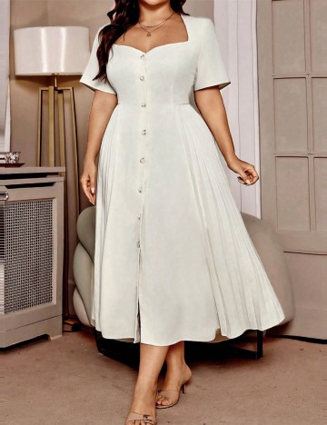 Rochie maxi Shein Curve+, crem