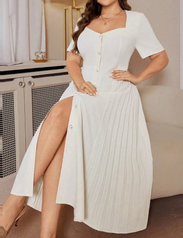 Rochie maxi Shein Curve+, crem