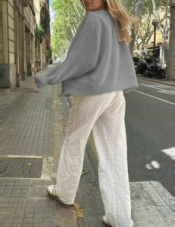 Pulover cu nasturi Shein, gri